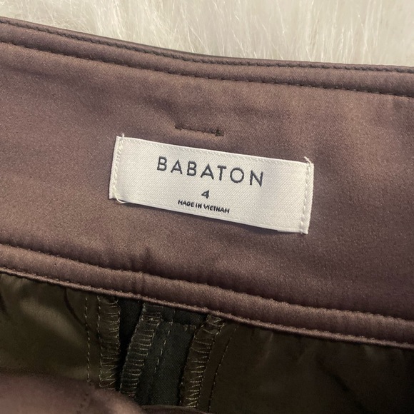 ARITZIA Babaton Women's mocha Brown Vegan Faux Leather Pants Belted Size 4 - Picture 3 of 8